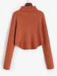 Mock Neck Ribbed Curved Hem Sweater