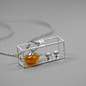 Handmade Sterling Silver Amber Tea Lover Pendant