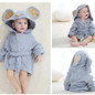 Baby Hooded Cotton Robe - Gray Mouse