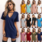 Women Summer T-Shirt Loose Short Sleeve TShirts Sexy V-Neck Cotton Tee Shirt