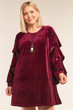 Plus Size Velvet Fit With Cut-out Sleeve Detail Mini Dress - Wine