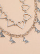 1pc Heart Decor Choker & 1pc Butterfly Decor Necklace