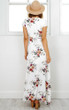 Long Summer Beach Dress Women Sexy Deep V Floral Chiffon Maxi Dress Front Split