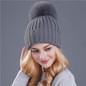 Mink and Fox Fur Ball Cap Pom Poms Winter Hat