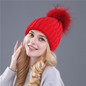 Mink and Fox Fur Ball Cap Pom Poms Winter Hat