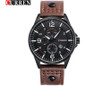 Luxury Waterproof Genuine Leather Band Watches Male Quartz Wristwatch