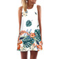 Print Sleeveless O neck Casual Loose Mini Chiffon Dress