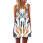 Print Sleeveless O neck Casual Loose Mini Chiffon Dress