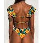 Print Ruffled Sexy Swimsuit Brazilian Bikini Set