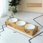 Dog Bowl Bamboo Holder Feeder