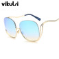 Rimless Gradient Women Luxury Brand Designer Oversized Round Sunglasses