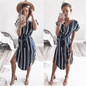 Midi Party Geometric Print Summer Boho Loose Batwing Sleeve Dress