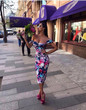 Ladies floral off the shoulder bodycon midi dress