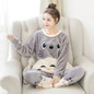 2020 Autumn Winter Warm Flannel Women Pyjamas Sets Thick Coral Velvet Long Sleeve Cartoon Sleepwear Thin Flannel Pajamas Set