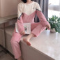 2020 Autumn Winter Warm Flannel Women Pyjamas Sets Thick Coral Velvet Long Sleeve Cartoon Sleepwear Thin Flannel Pajamas Set