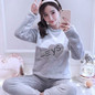 2020 Autumn Winter Warm Flannel Women Pyjamas Sets Thick Coral Velvet Long Sleeve Cartoon Sleepwear Thin Flannel Pajamas Set