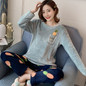 2020 Autumn Winter Warm Flannel Women Pyjamas Sets Thick Coral Velvet Long Sleeve Cartoon Sleepwear Thin Flannel Pajamas Set