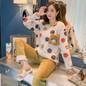 2020 Autumn Winter Warm Flannel Women Pyjamas Sets Thick Coral Velvet Long Sleeve Cartoon Sleepwear Thin Flannel Pajamas Set