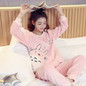 2020 Autumn Winter Warm Flannel Women Pyjamas Sets Thick Coral Velvet Long Sleeve Cartoon Sleepwear Thin Flannel Pajamas Set