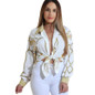 Women's Vintage Long Sleeve Blouse w/ Chain Print