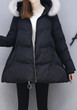 Black Pockets Fur Zipper Long Sleeve Hooded Fashion Coat