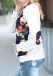 Apricot Floral Print Pockets Round Neck Casual Pullover Sweatshirt