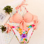 Pink Floral 2-in-1 Crop Condole Belt Tie Back Swimwear