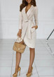 Apricot Pockets Sashes Turndown Collar Long Sleeve Fashion Trench Coat