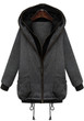 Dark Grey Plain Zipper Pockets Hooded Casual Coat