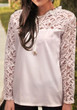 White Patchwork Lace Round Neck Long Sleeve Elegant Blouse