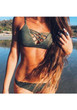 Green Cut Out Spaghetti Strap Two Piece Bikini Swimwear
