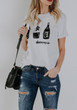 White Winebottle Monogram Print Round Neck Casual Going out T-Shirt