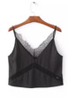 Black Patchwork Hollow-out Lace Condole Belt Vest