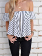 Casual Street Style Sexy Striped Off Shoulder Bateau Top