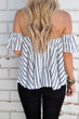 Casual Street Style Sexy Striped Off Shoulder Bateau Top