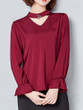 Casual Band Collar Cutout Plain Blouse