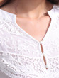 Casual V-Neck Decorative Lace Hollow Out Plain Blouse