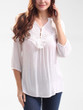 Casual V-Neck Decorative Lace Hollow Out Plain Blouse