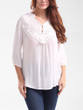 Casual V-Neck Decorative Lace Hollow Out Plain Blouse
