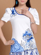 Casual Round Neck Glitter Embroidery Short Sleeve T-Shirt