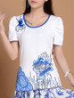 Casual Round Neck Glitter Embroidery Short Sleeve T-Shirt