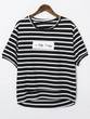 Casual Round Neck Letters Striped Short Sleeve T-Shirt