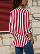 Striped V-neck Loose Blouses&shirts Tops