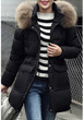 Black Pockets Zipper Faux Fur Hooded Long Sleeve Fashion Padded Coats