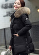 Black Pockets Zipper Faux Fur Hooded Long Sleeve Fashion Padded Coats