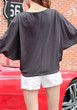 Grey Draped Round Neck Dolman Sleeve Casual T-Shirt