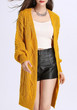 Yellow V-neck Long Sleeve Cardigan Sweater