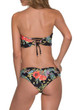 Black Floral Bandeau Cut Out Drawstring 2-in-1 Fashion Swimwear