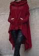 Red Irregular Drawstring Pockets Long Sleeve Pullover Sweatshirt