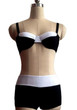 Black-White Patchwork Spaghetti Strap Two Piece Plus Size Bikini Swimwear